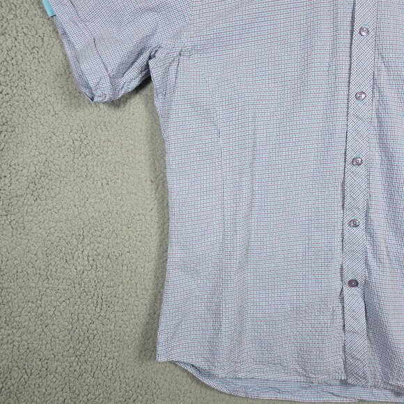 Jared Lang Shirt Mens Size XL Multicolor Gingham Short Sleeve Slim Fit Cotton - Picture 4 of 12